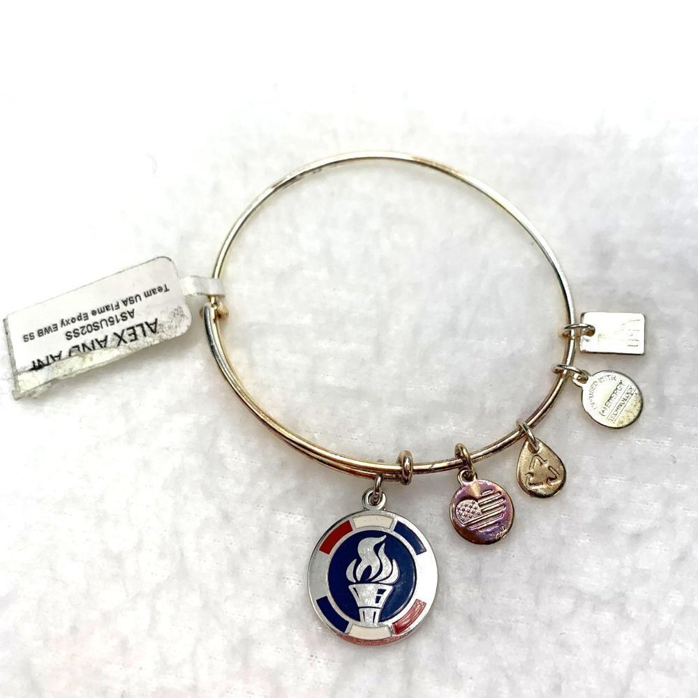 Alex and Ani Team USA Flame Charm Bracelet - Shiny Silver, 2"- 3.5", NWT